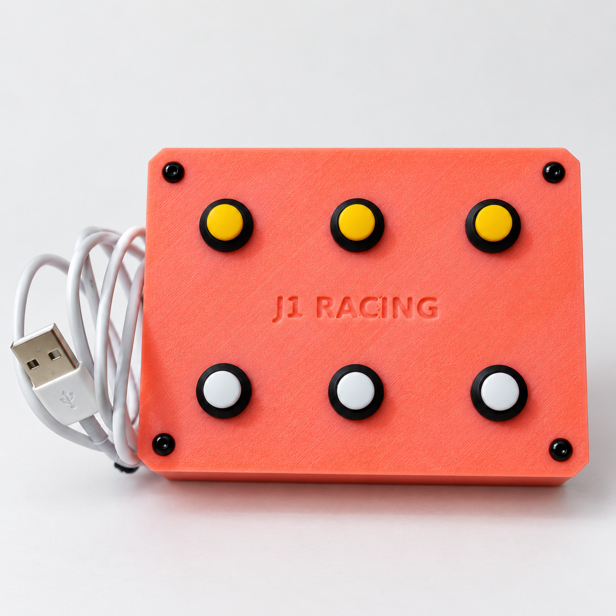 J1 Pink-to-Yellow Glow USB Sim Racing Button Box - 6 Buttons