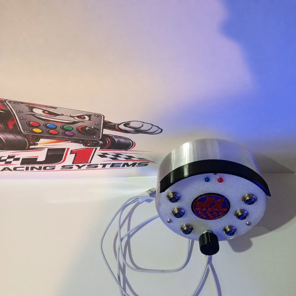 J1 Racing SS White USB Button Box – 6 Buttons + Rotary Encoder