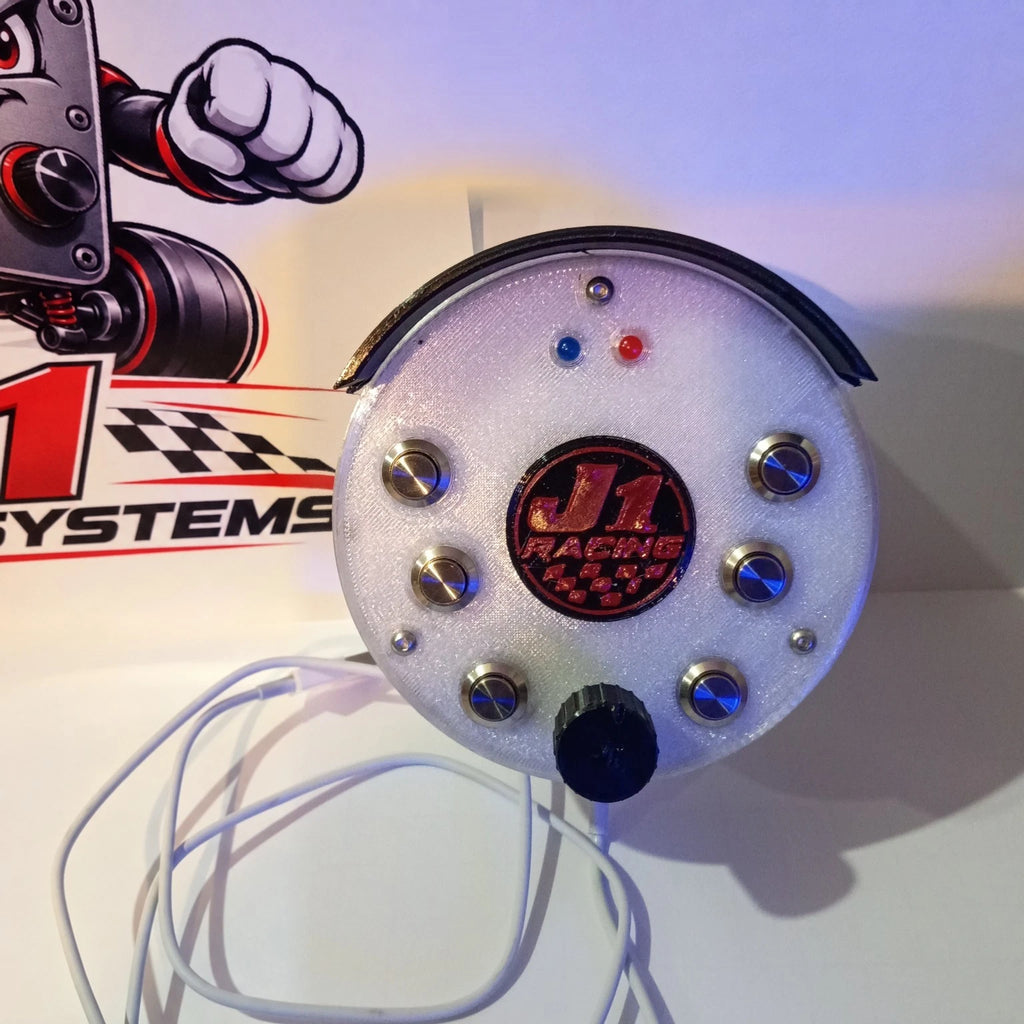 J1 Racing SS White USB Button Box – 6 Buttons + Rotary Encoder