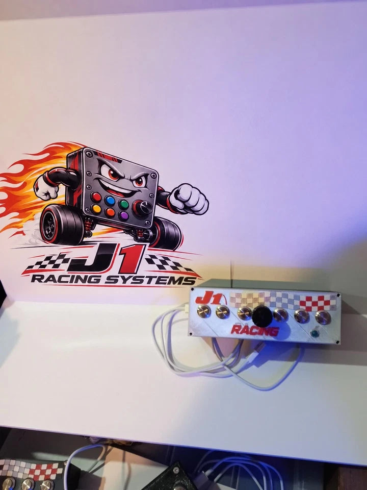 J1 Racing S6 White USB Button Box – 6 Buttons + Rotary Encoder