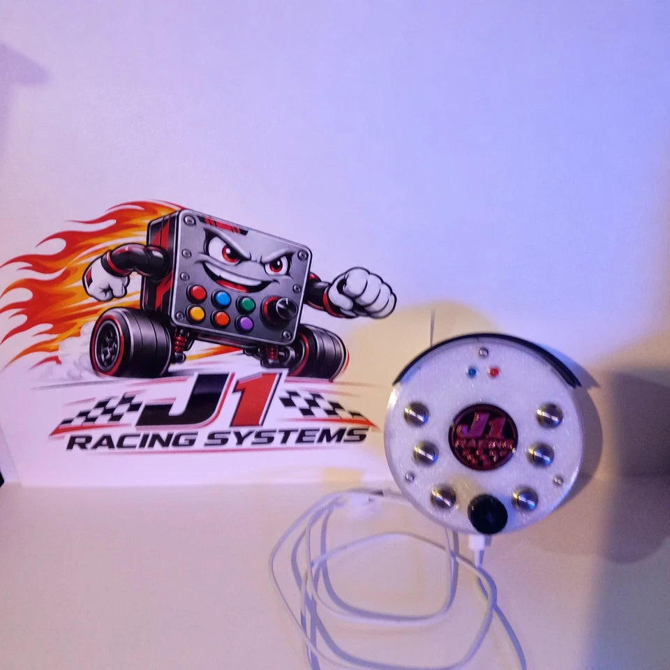 J1 Racing SS White USB Button Box – 6 Buttons + Rotary Encoder