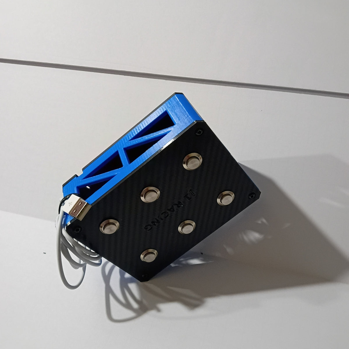 J1 Blue-Cage USB Sim Racing Button Box - 6 Metal Buttons
