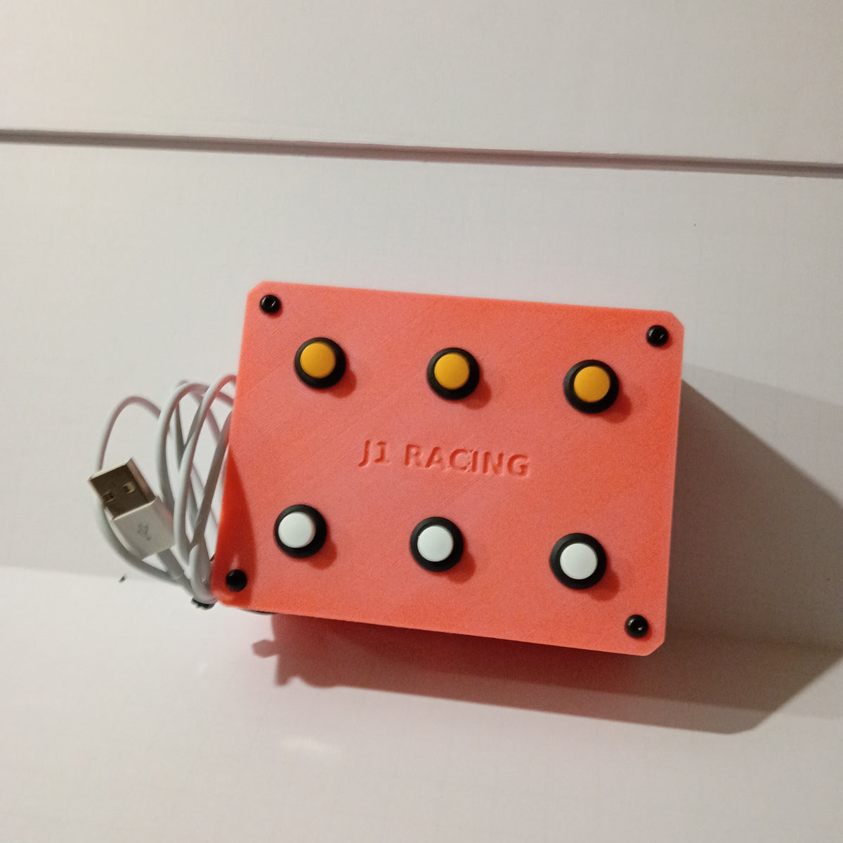 J1 Pink-to-Yellow Glow USB Sim Racing Button Box - 6 Buttons