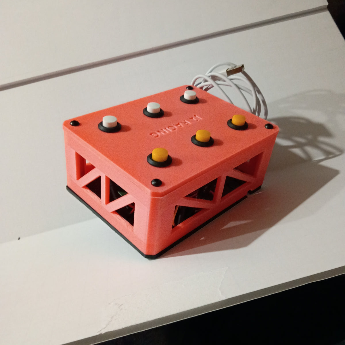 J1 Pink-to-Yellow Glow USB Sim Racing Button Box - 6 Buttons