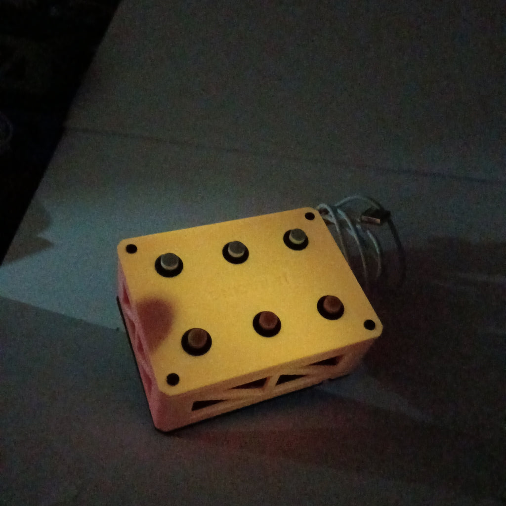 J1 Pink-to-Yellow Glow USB Sim Racing Button Box - 6 Buttons
