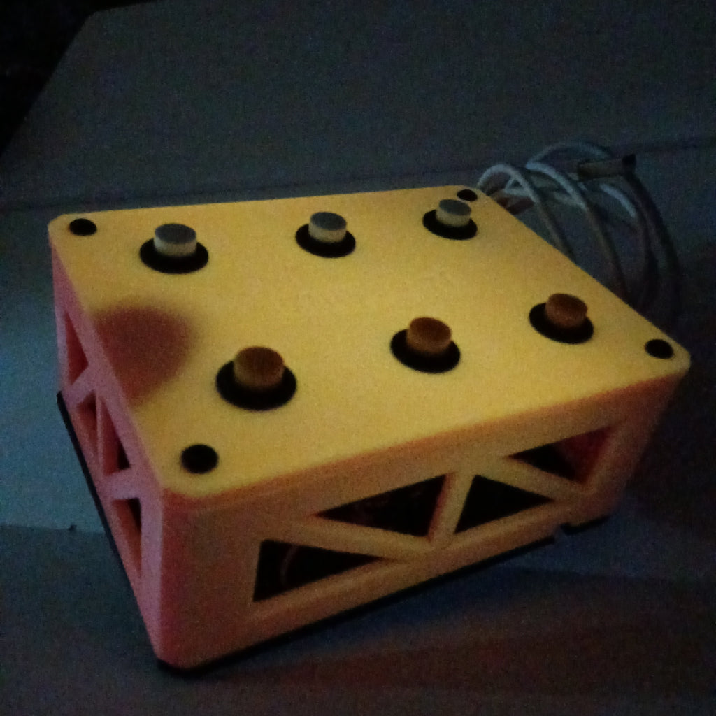 J1 Pink-to-Yellow Glow USB Sim Racing Button Box - 6 Buttons