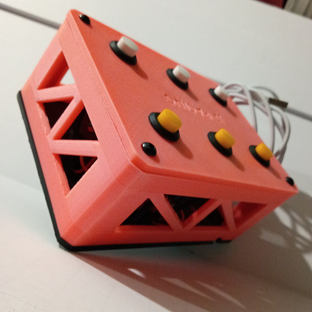 J1 Pink-to-Yellow Glow USB Sim Racing Button Box - 6 Buttons
