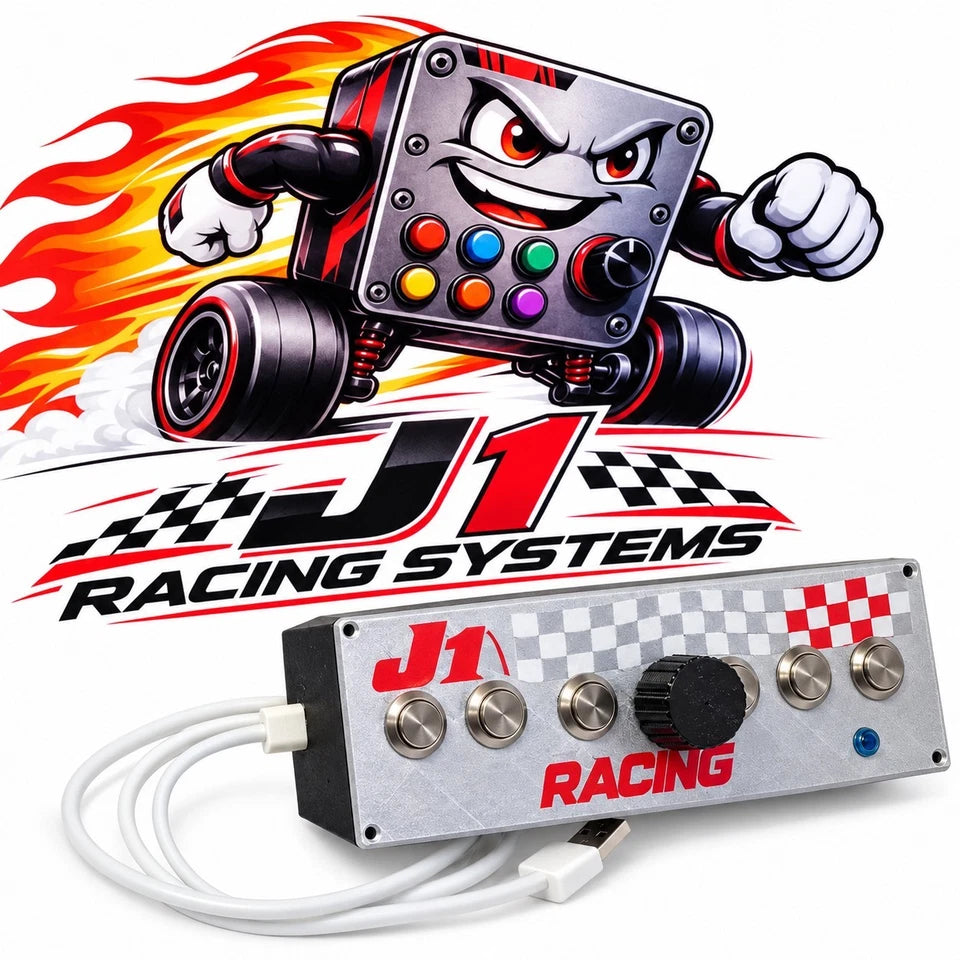 J1 Racing S6 White USB Button Box – 6 Buttons + Rotary Encoder