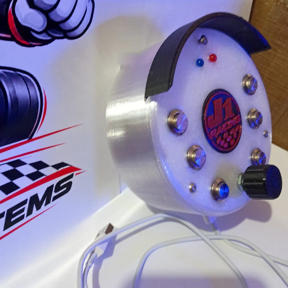 J1 Racing SS White USB Button Box – 6 Buttons + Rotary Encoder