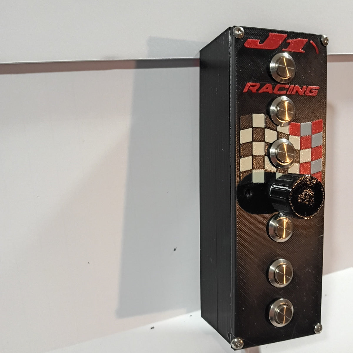 J1 SS V4 vertical USB button box on a white backdrop