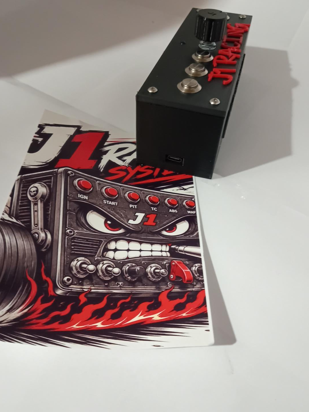 J1 Racing Systems S6 Premium – Sim Racing Button Box w/ Rotary Encoder & Active LED Feedback