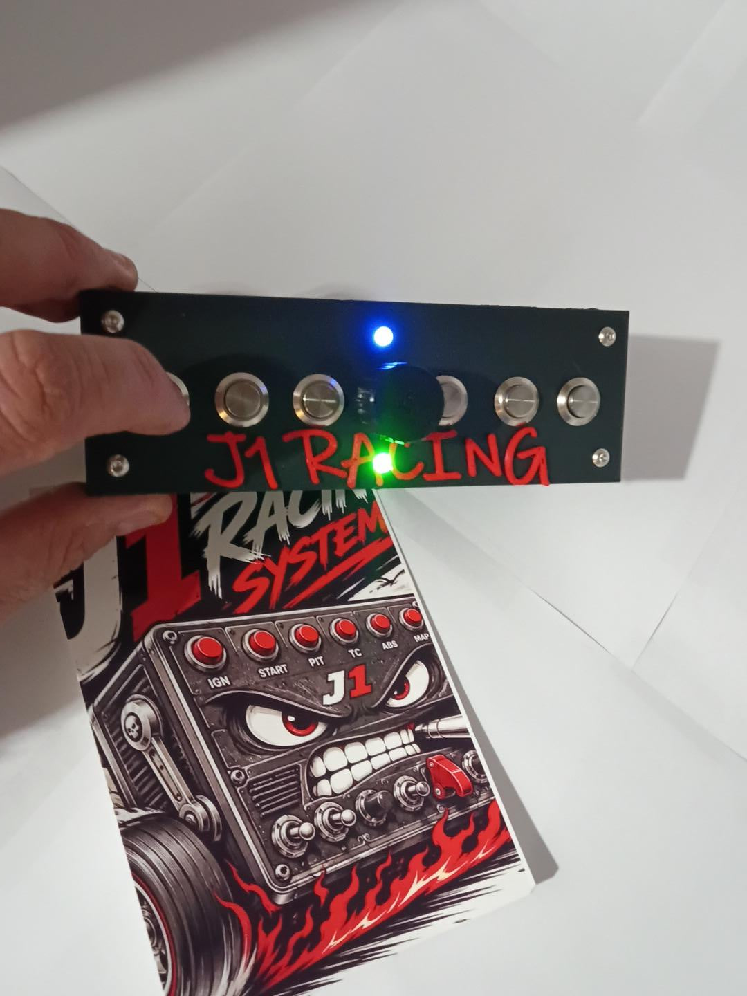 J1 Racing Systems S6 Premium – Sim Racing Button Box w/ Rotary Encoder & Active LED Feedback